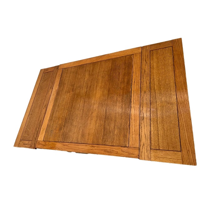 1930s Farmhouse English Tudor Expansion Table Turned Bulbous Legs Quarter Sawed Oak For Sale - Image 4 of 12