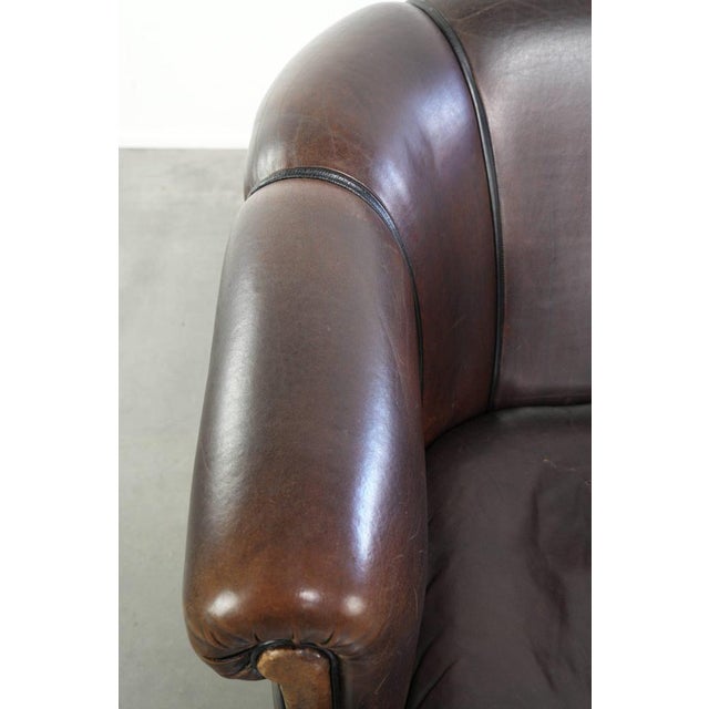 Animal Skin Club Chair in Dark Sheepskin Leather For Sale - Image 7 of 14