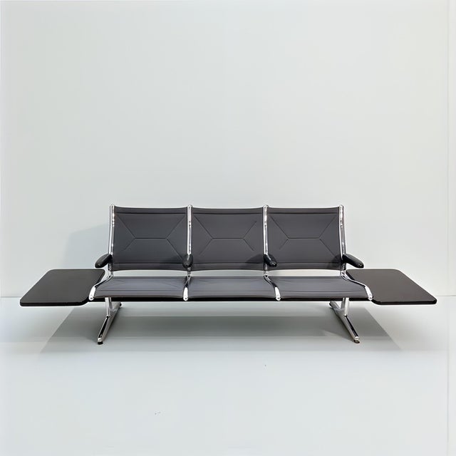 Gray Tandem Sling Airport Seat Bench with Table by Charles & Ray Eames for Herman Miller, USA, 1960s For Sale - Image 8 of 12