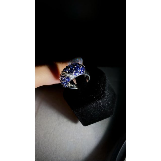 White 4.32 Carat Sapphire and Diamond Cluster Ring, Size 7 For Sale - Image 8 of 8