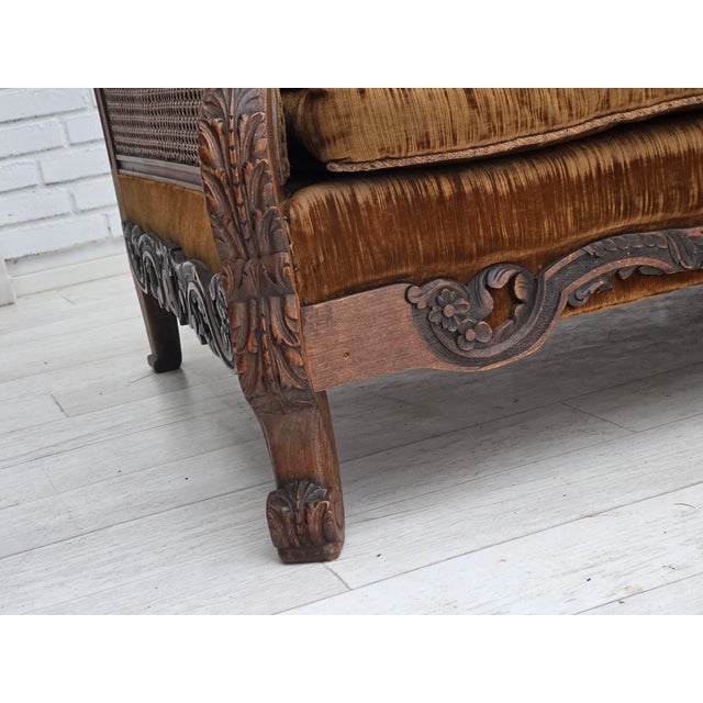 Mid-Century Modern Danish 3-Seater Sofa in Velour and Ash, 1930s For Sale - Image 3 of 18