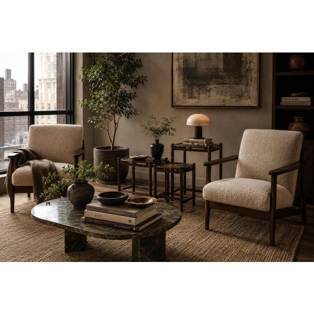 A refined study in proportion, restraint, and material warmth, this rare trio of Brazilian Modern nesting tray tables by...