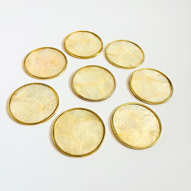 Vintage Capiz Shell Coasters - Set of 8 For Sale - Image 4 of 8