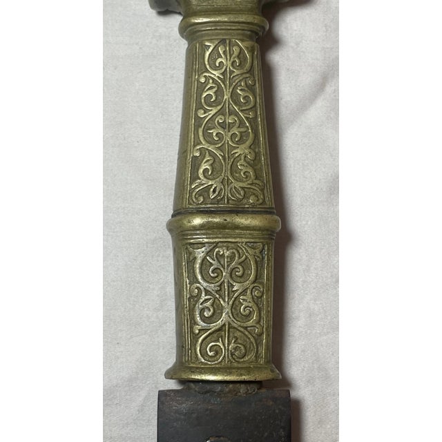 Share Rare Antique 19th Century European Figural Brass Bronze Steel Sword Dagger Blade For Sale - Image 11 of 17