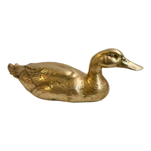 Mid 20th Century Life Sized Cast Brass Duck Decoy