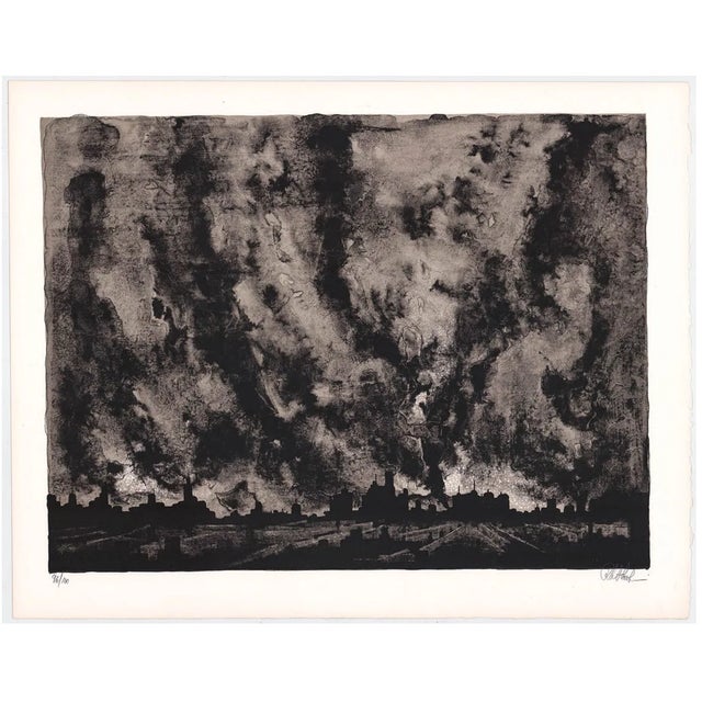 Richard Aberle Florsheim (1916-1979) "Lightening" black and white lithograph from the "Illuminations" suite. Pencil signed...