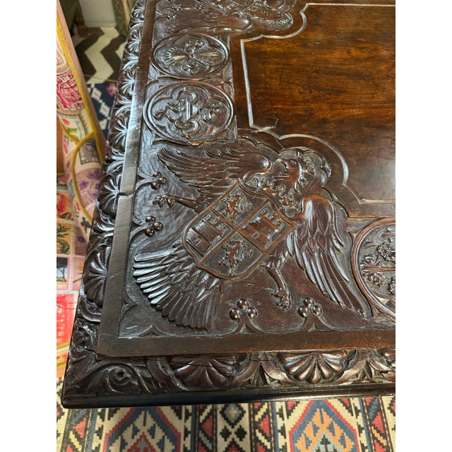 Gothic Incredible 19th Century Spanish Revival Library Table For Sale - Image 3 of 12
