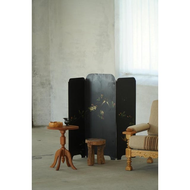 Hand-Painted Iron Folding Screen with Birds and Flowers, 1950s For Sale - Image 14 of 16