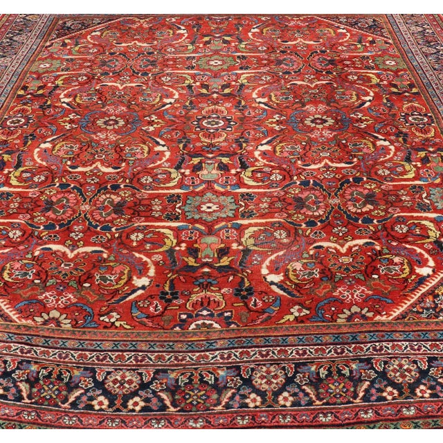 Early 20th Century Antique Rug With All-Over Design on Red Field For Sale - Image 5 of 12
