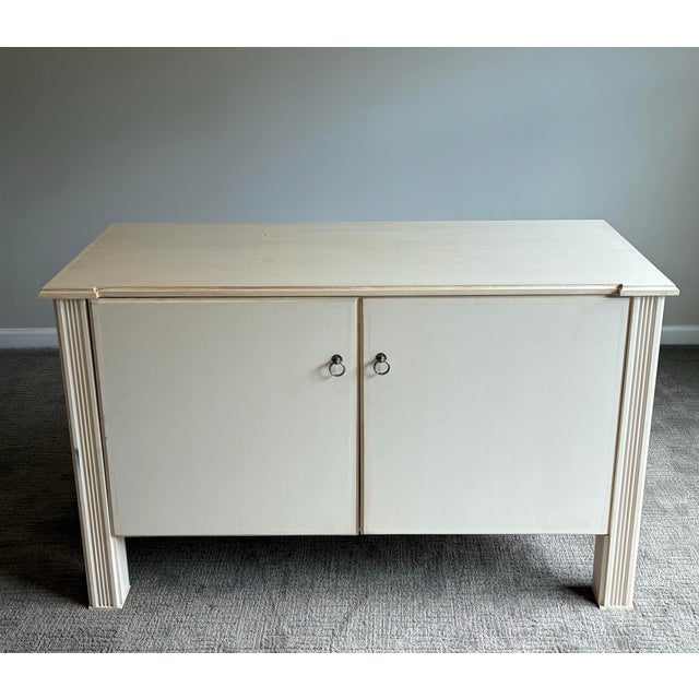 Vintage Coastal Regency Style Cream Console Cabinet For Sale - Image 4 of 9