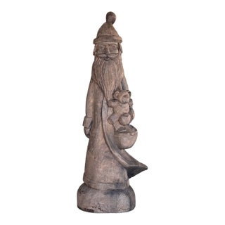 Vintage Hand Carved Wooden Old-World Scandanavian Santa For Sale