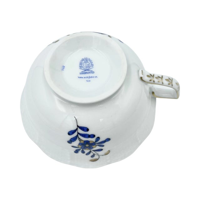 Ceramic Herend Chinese Bouquet Black Sapphire Tea Cup and Saucer For Sale - Image 7 of 9