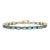18k Yellow Gold 18.5ct Blue Topaz Byzantine Tennis Bracelet by VRJewels For Sale