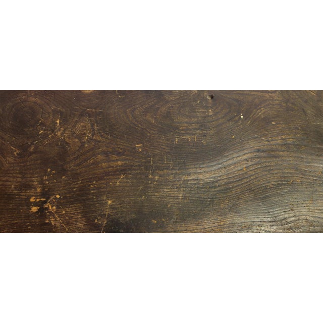 Rustic European Antique English X-Frame Tavern Trestle Table – Walnut Wood Grain, Circa 1890 For Sale - Image 3 of 18