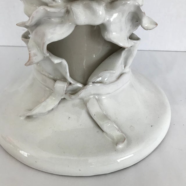 Contemporary Vintage Glazed Pottery Woman Wearing a Hat Sculpture For Sale - Image 3 of 13