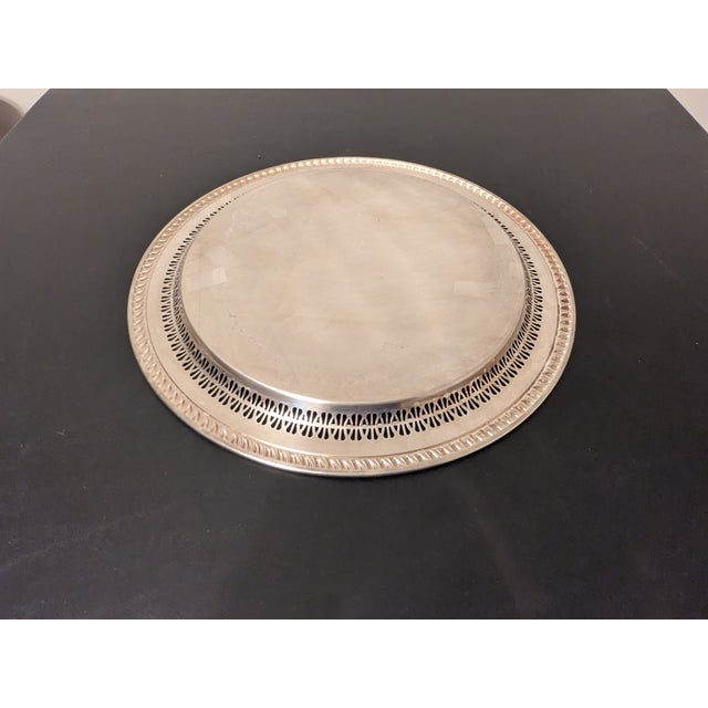 Victorian Vintage Leonard 15" Round Silverplate Platter For Sale - Image 3 of 15