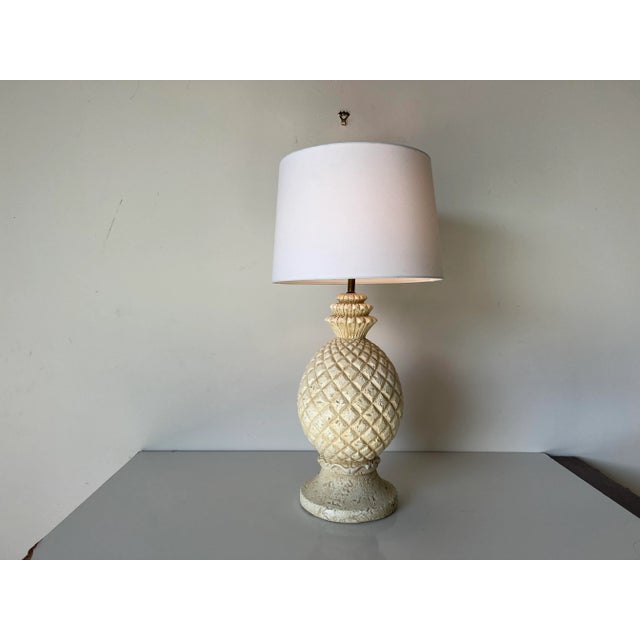 Tropical Palm Beach - Style White Plaster Pineapple Table Lamp/ Sold For Sale In Miami - Image 6 of 12