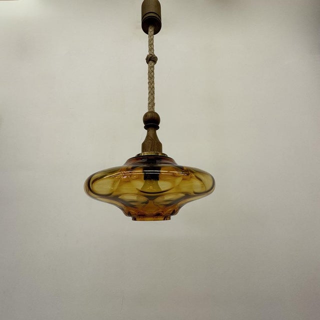 Mid-Century Glass Pendant Lamp, 1970s For Sale - Image 4 of 18