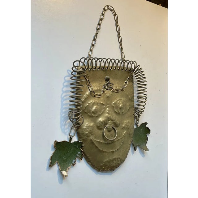 Vintage Brutalist Brass Wall Plaque with Nose and Earrings, 1970s For Sale - Image 9 of 9