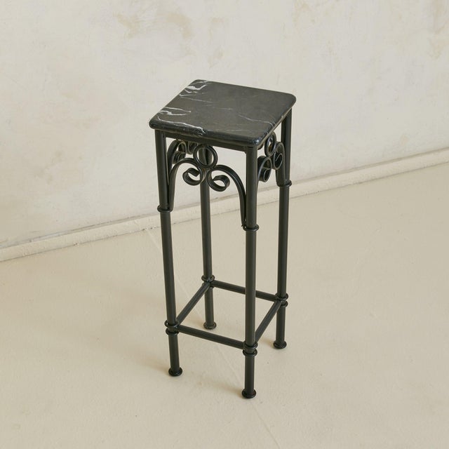 French Black Marble + Metal Side Table, 1950s - 2 Available For Sale - Image 11 of 18