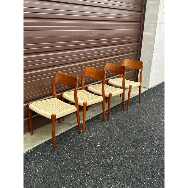 Mid-Century Modern Niels Otto Møller Teak Model 71 Dining Chairs for j.l. Møller, 1960s- Set of Four For Sale - Image 3 of 12