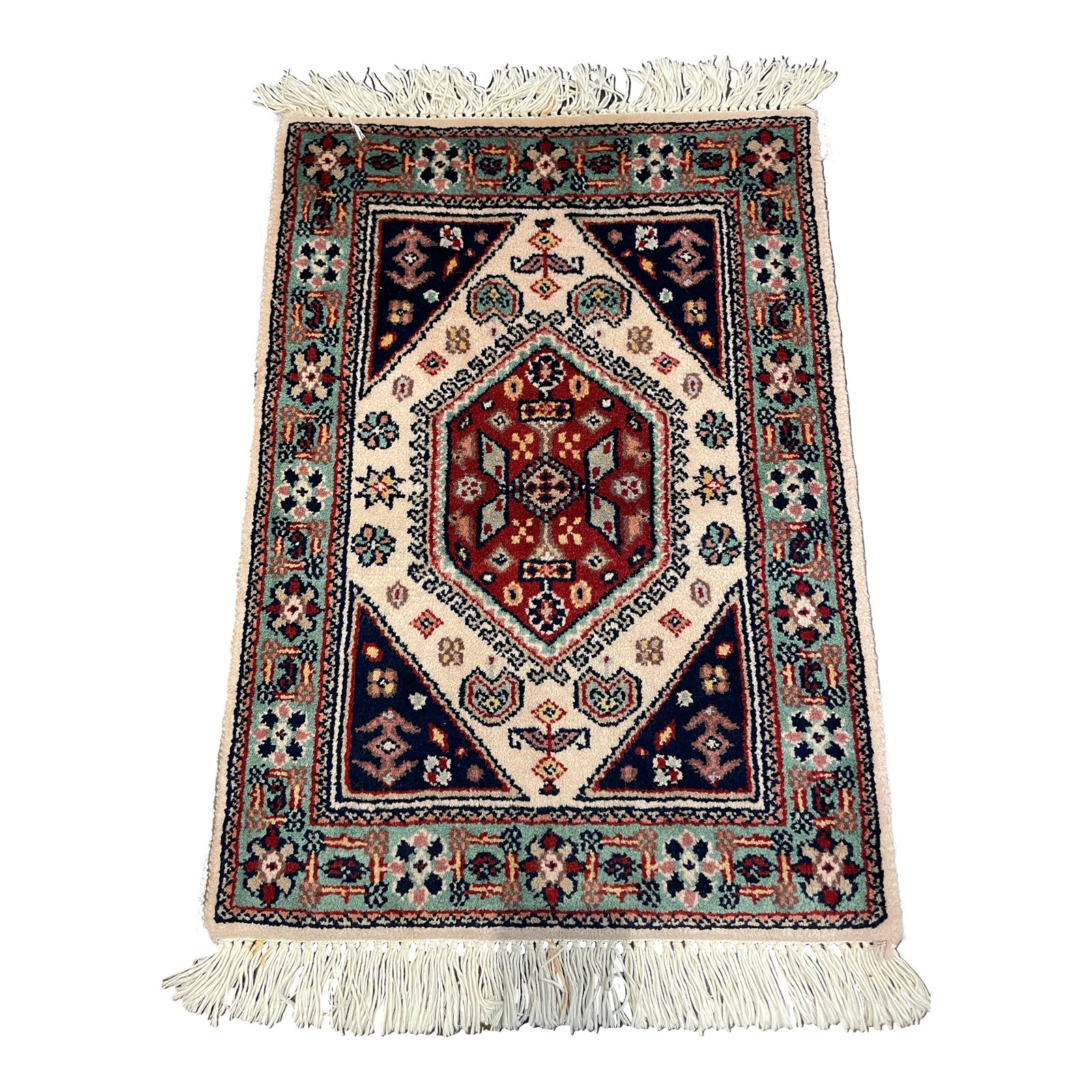1990s Handwoven Persian Style Area Rug 1'6
