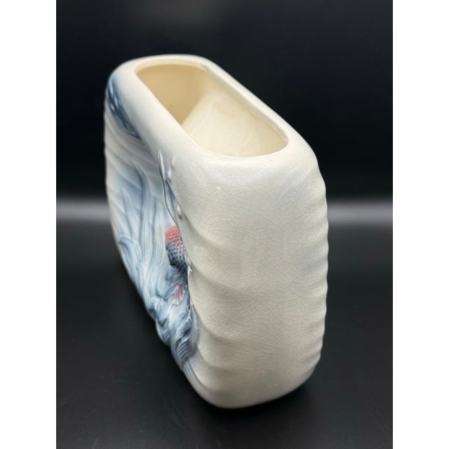 1950s Royal Copley Koi Fish Openwork Ceramic Planter Vase For Sale In Seattle - Image 6 of 10