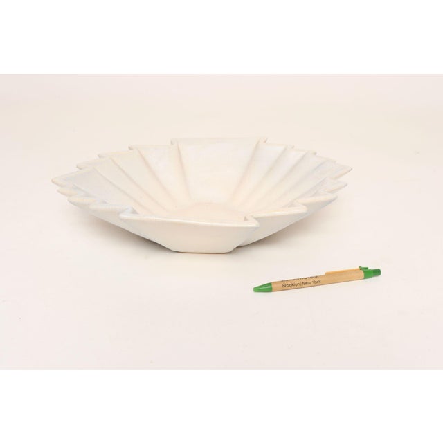 Art Deco Blue and White Matte Ceramic Lorbeek Console Bowl by Weller Pottery For Sale - Image 13 of 18