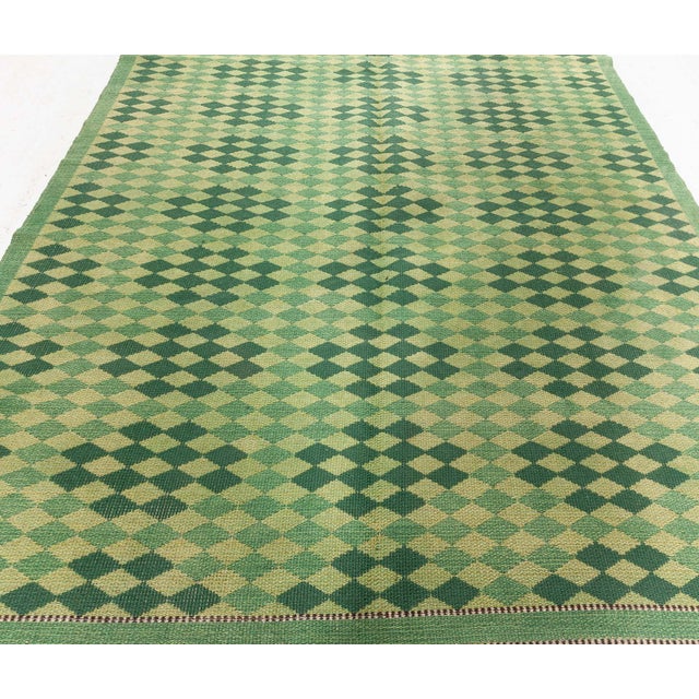Doris Leslie Blau Mid-20th Century Swedish Double Sided Green Rug For Sale In New York - Image 6 of 10