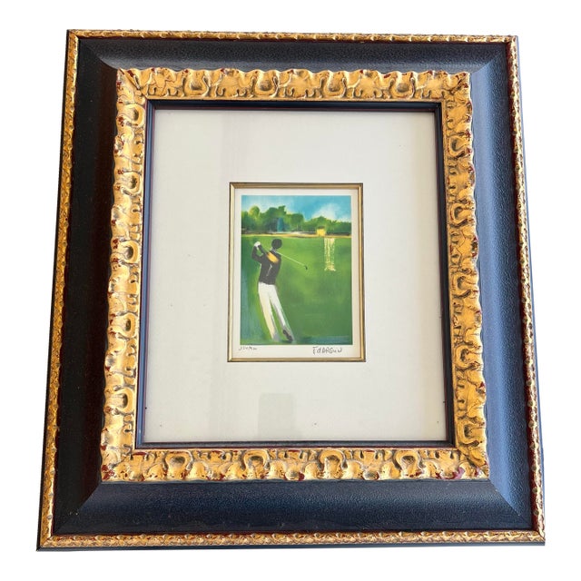 Painted 21. 23 Vintage François D’Arguin Signed Golf Lithograph – Custom Ornate Framed For Sale
