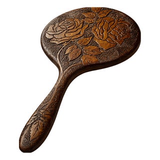 Hand Carved Walnut Mirror, 1890s For Sale