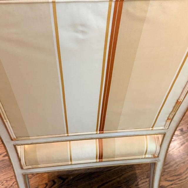 French Provincial Striped Baker Arm Chair For Sale - Image 3 of 8