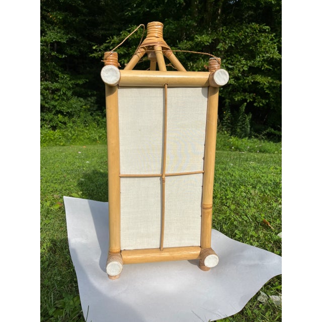 Large Bamboo and Fabric Lantern For Sale - Image 4 of 9