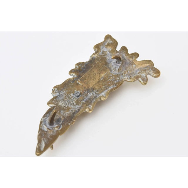 Bronze Signed Italian Sculptural Studio Bronze and Boris Aurelius Glass Stones Belt Buckle, 1960's For Sale - Image 8 of 8