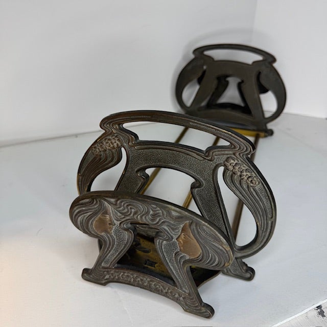 Antique Art Nouveau Expandable Brass Book Rack With Figural Maiden Motifs, C. 1900 For Sale - Image 18 of 18