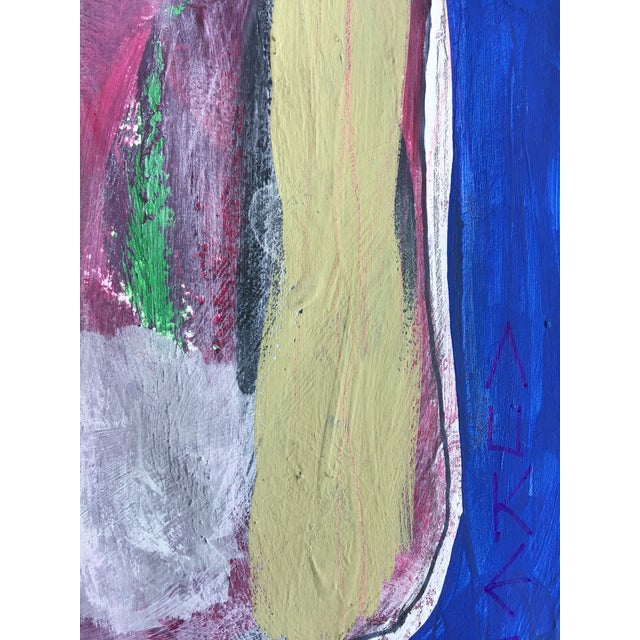 Mid-Century Modern “Modernist Bouquets” Contemporary Original Mixed Media on Paper Small Painting For Sale - Image 3 of 3