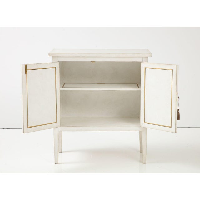 Early 21st Century Handpainted Ivory and Gold Trompe l'Oeil Cabinet or Nightstand, 21st C. For Sale - Image 5 of 12