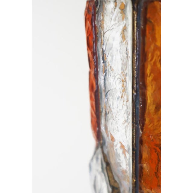 Brutalist Brutalist Longobard Lantern Pendant in Hammered Glass, Italy, 1960s For Sale - Image 3 of 17