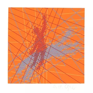 1983 "Figural Composition Orange" Hand Signed Lithograph by Gif Wagner