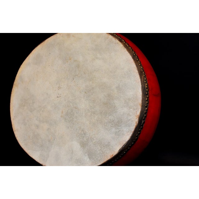 Mid 20th Century Red Lacquer Drum 26" For Sale - Image 5 of 13