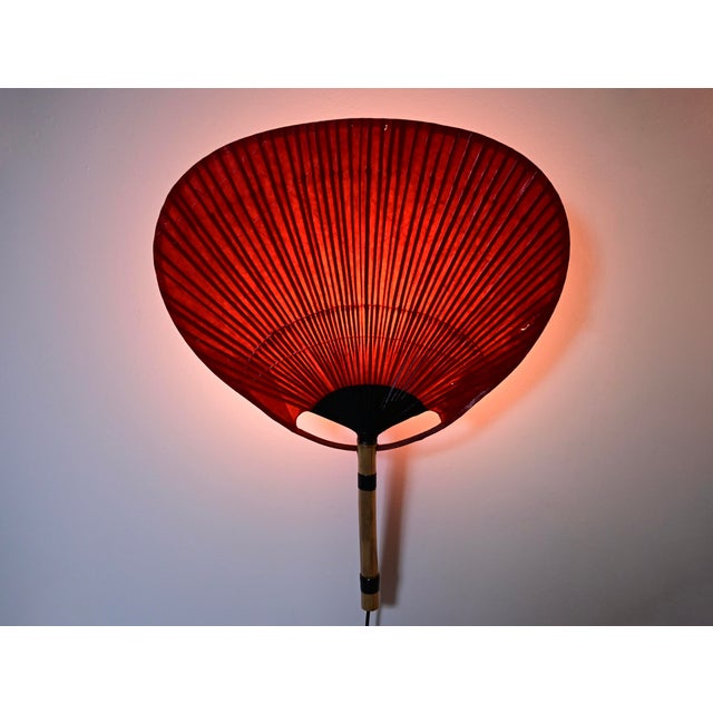 Wood Uchiwa Wall Lamps attributed to Ingo Maurer for M Design, 1970s, Set of 2 For Sale - Image 7 of 15