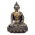 Vintage Bronze Sitting Buddha Sculpture With Yellow Bead Necklace For Sale