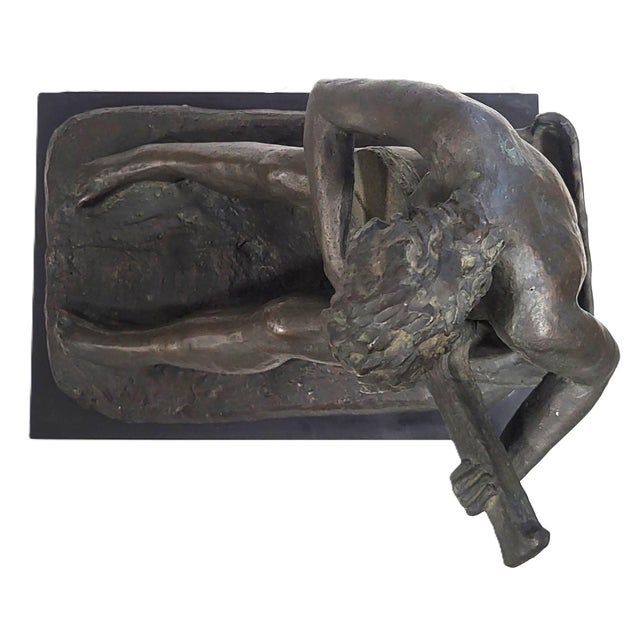 Vintage American Mid-Century Modern Bronze Sculpture Girl Playing Guitar by Weiner For Sale - Image 10 of 18