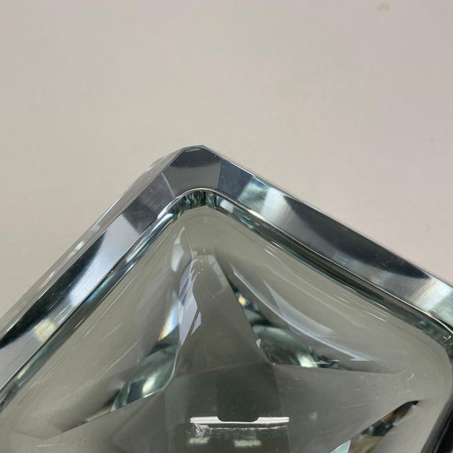 Gray Faceted Murano Glass Diamond Sommerso Bowl, Italy, 1970s For Sale - Image 8 of 18