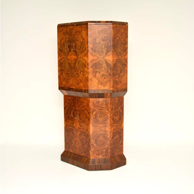 Art Deco Burr Walnut Cocktail Cabinet, 1930s For Sale - Image 6 of 12