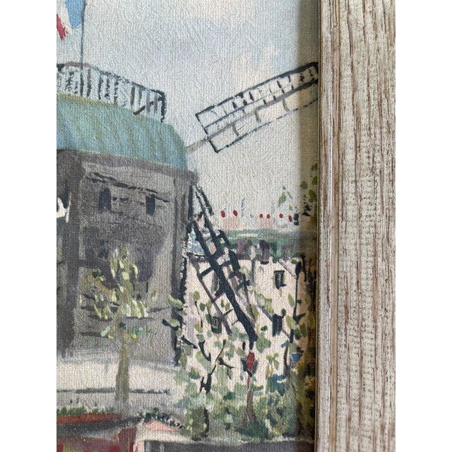 1970s Vintage Paris Street Scene Textured Print of Moulin De La Galette After Maurice Utrillo, Framed For Sale - Image 5 of 9