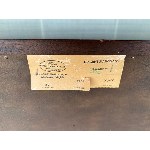 (B) Henkel Harris Mahogany Bracket Foot 4 Drawer Bachelor Chest For Sale - Image 10 of 12