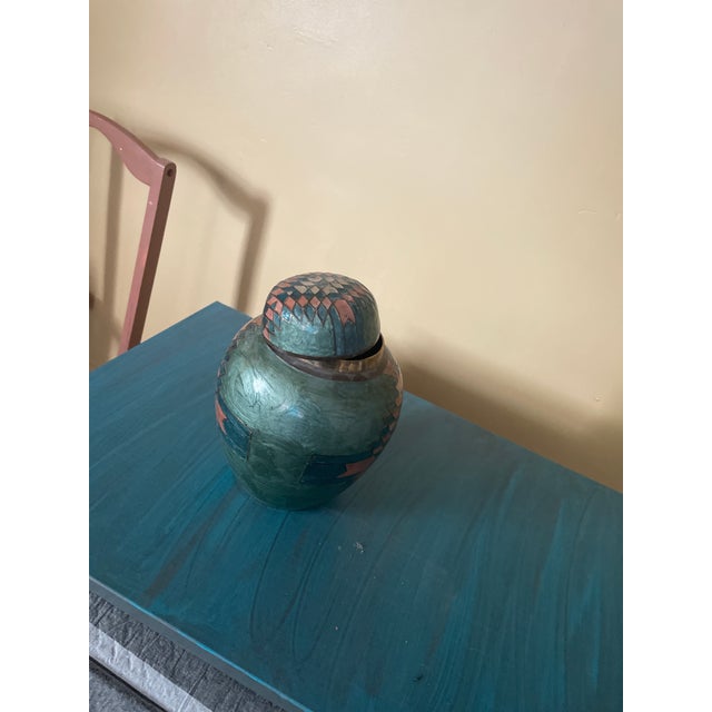 Metal Vintage Enameled Brass Ginger Jar For Sale - Image 7 of 7