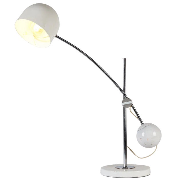 1970s White Arch Counterbalance Desk Lamp For Sale