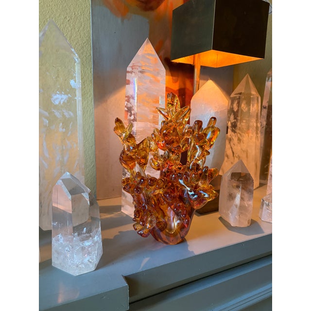 Amber Mid Century Amber Hand-Blown Art Glass Abstract Sculpture For Sale - Image 8 of 8